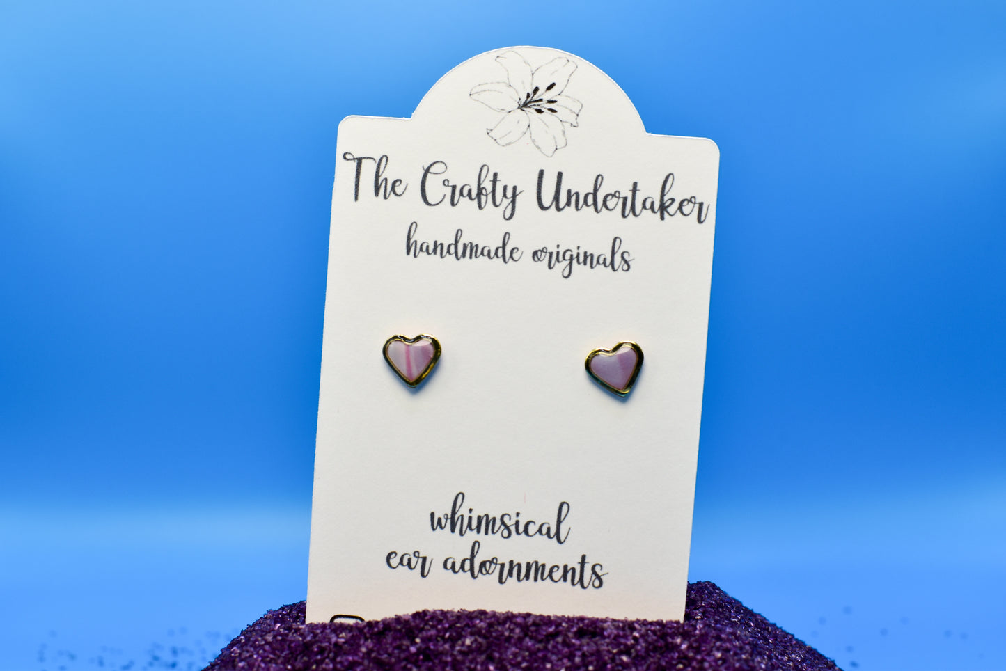 heart STUDS purple marble edition