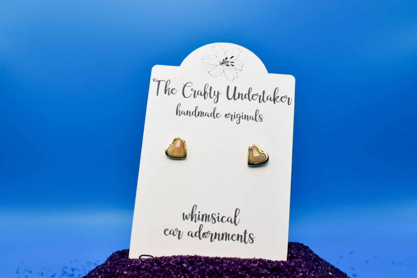 heart STUDS purple marble edition