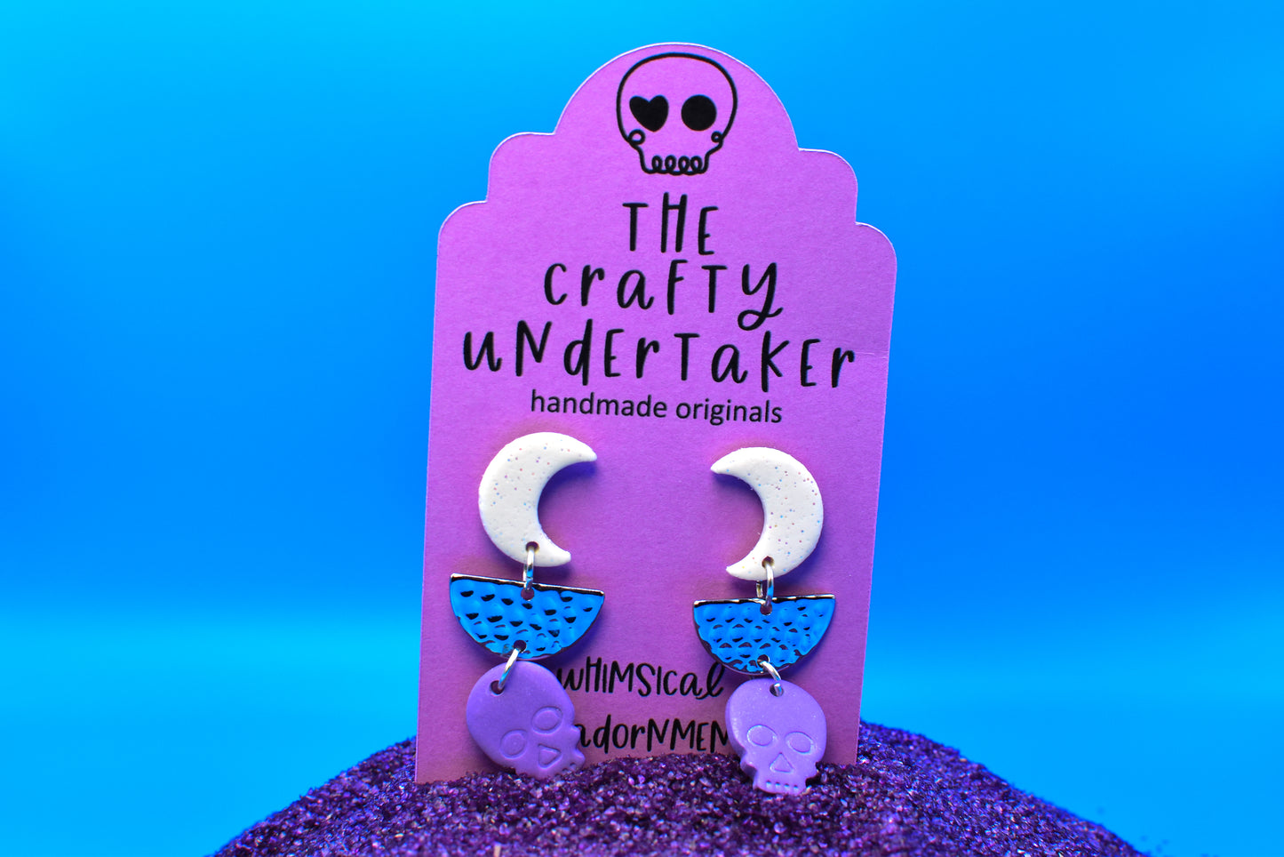 spooky skulls + moon + embellishment