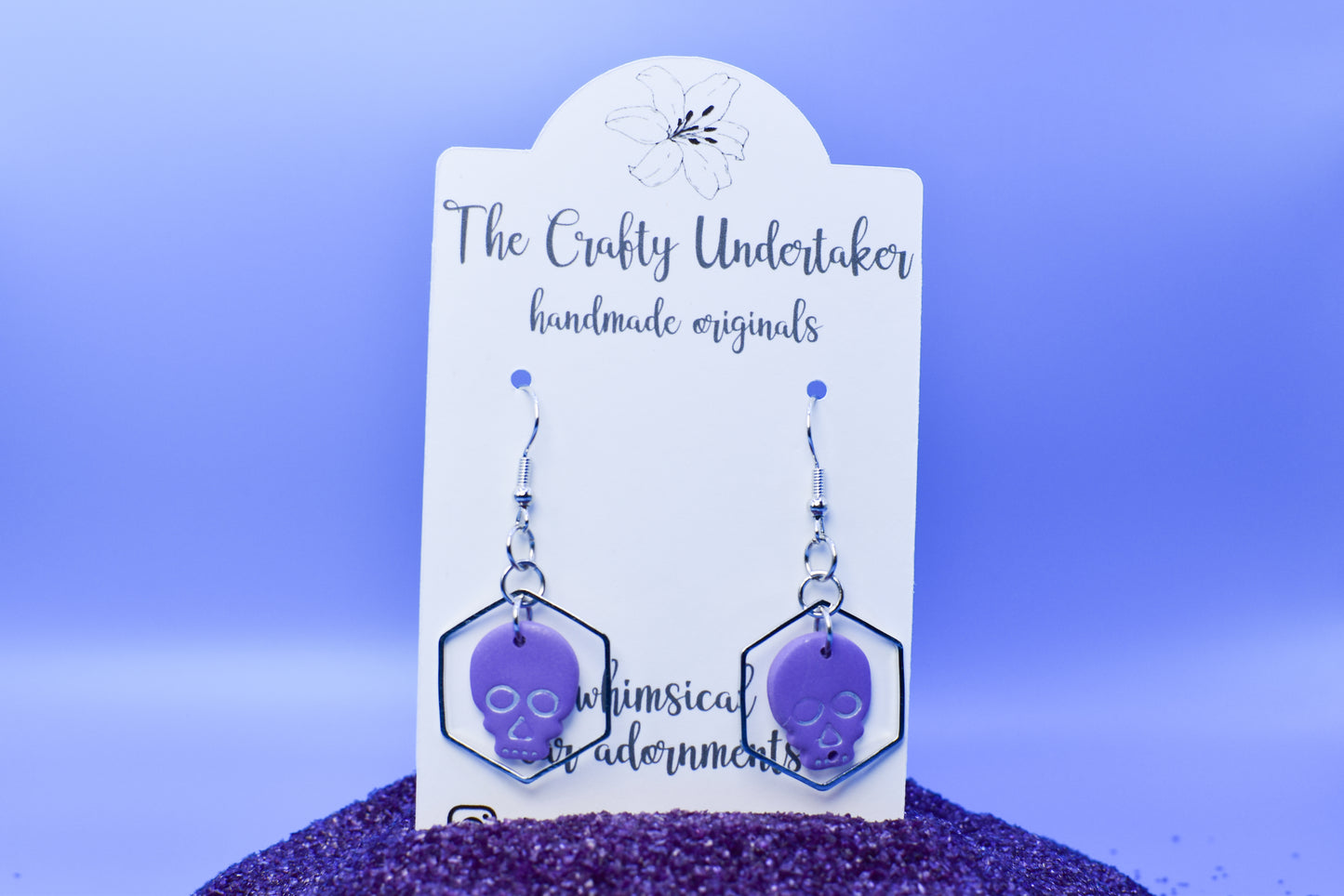 spooky skull + hexagon embellishment dangle