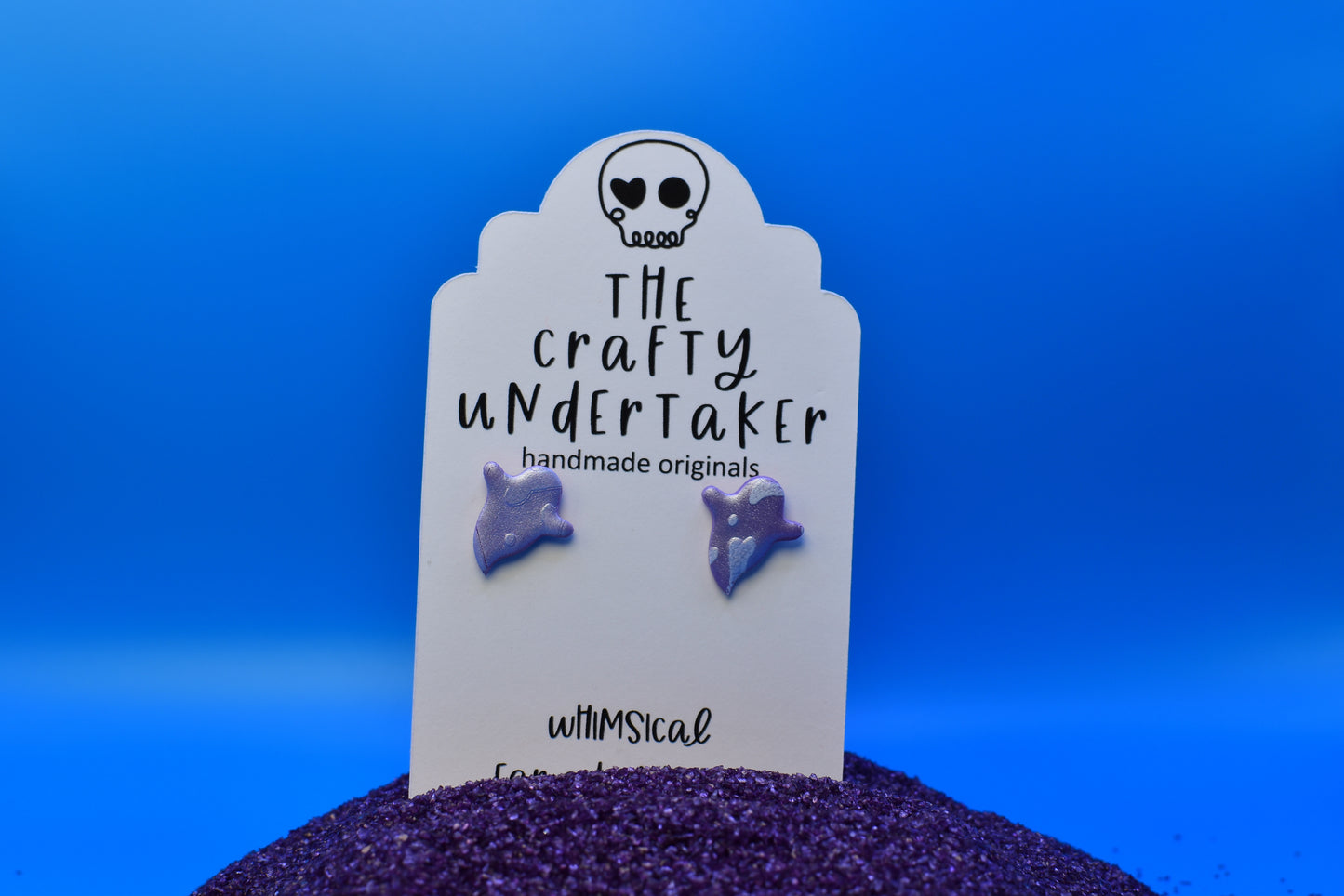 spooky shimmer ghost with bones stud