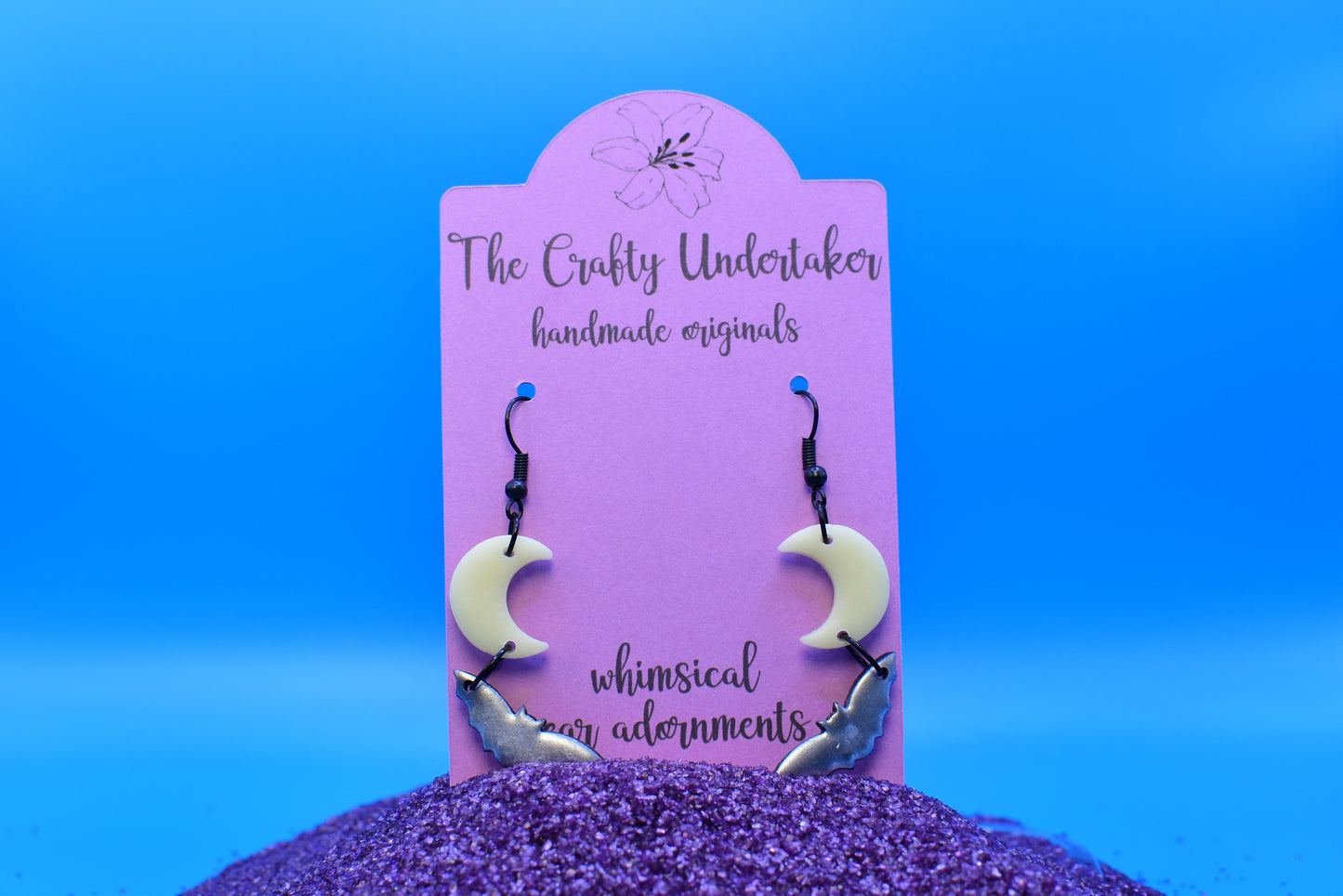 spooky shimmer bats + GLOW-IN-THE-DARK moon