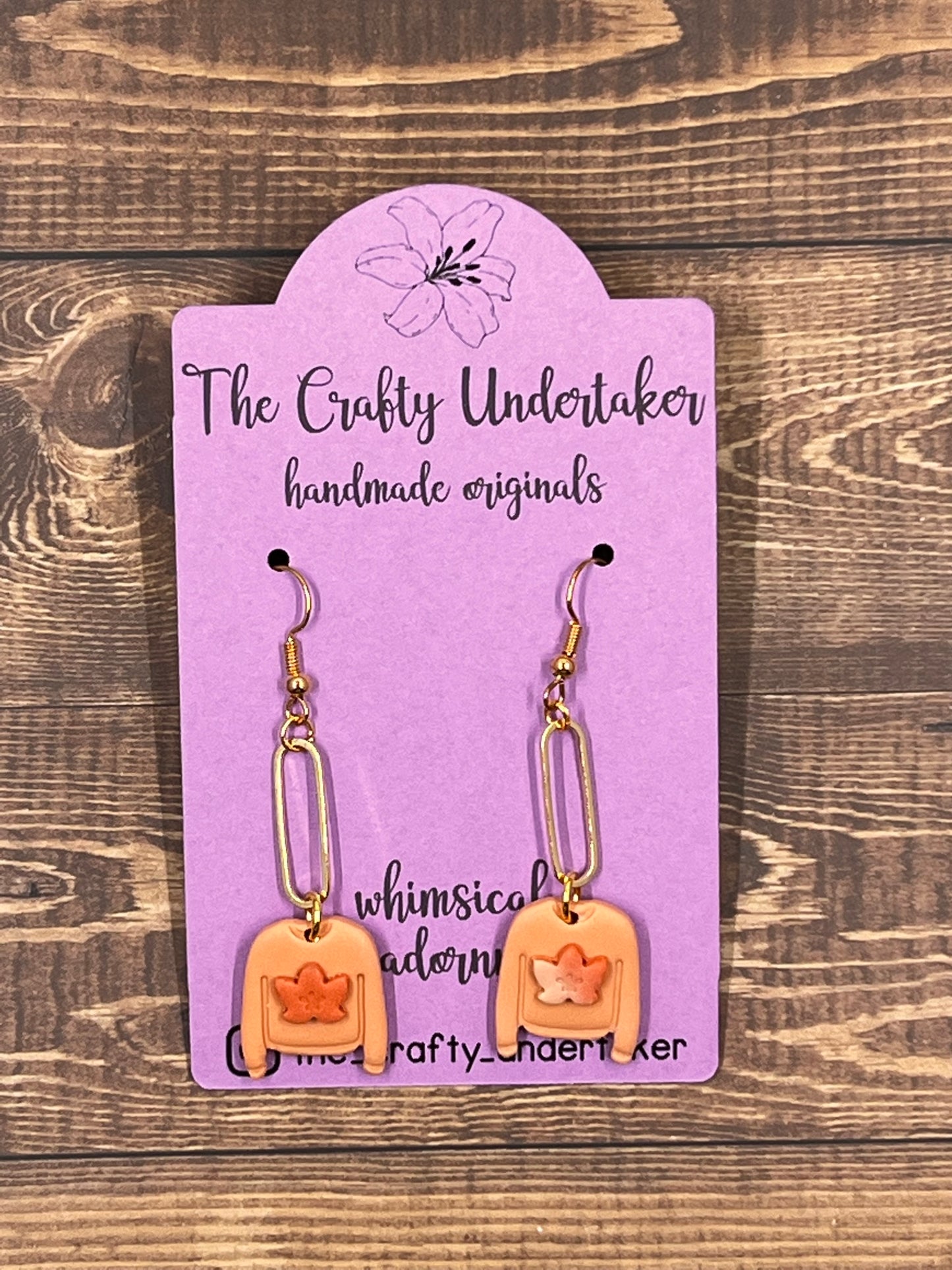 SWEATER dangles pumpkin spice leaf